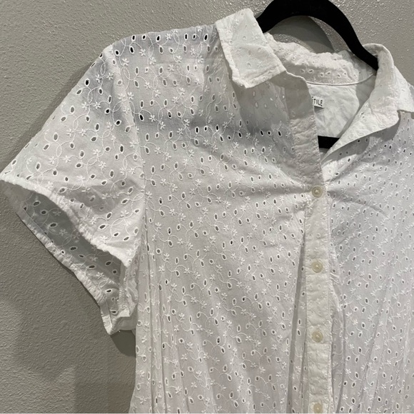 J. Crew Mercantile Eyelet Collared Short Sleeve Dress White Small - Picture 5 of 11
